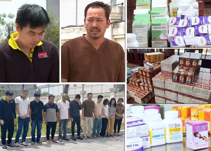 Các bị can và tang vật vụ án - Ảnh: Công an tỉnh Thanh Hóa cung cấp