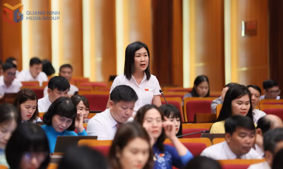 Đại biểu La Thị Thủy, Tổ đại biểu Tiên Yên, Bình Liêu, Ba Chẽ, phát biểu tại Kỳ họp.