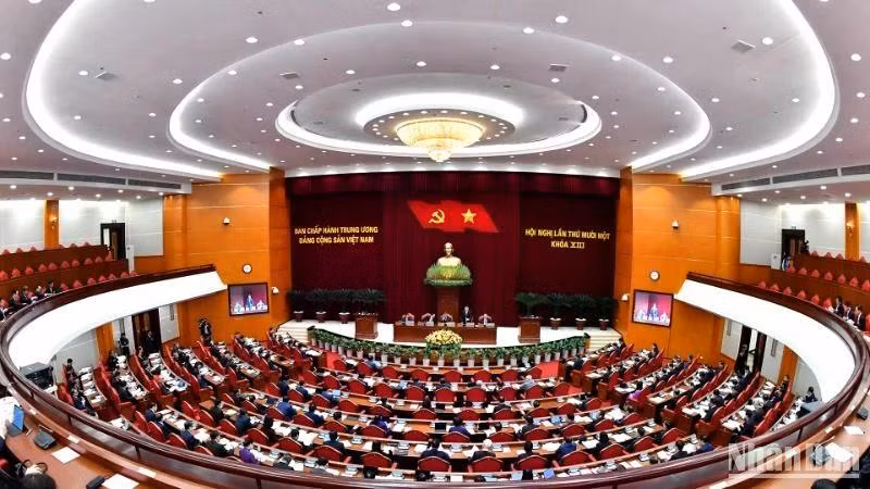 Quang cảnh Hội nghị lần thứ 11 Ban Chấp hành Trung ương Đảng khóa XIII. (Ảnh: ĐĂNG KHOA)