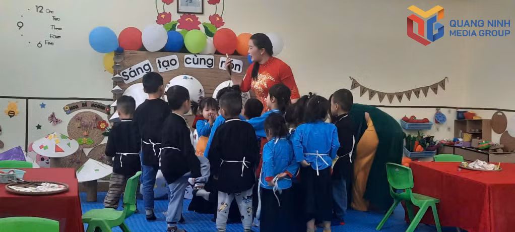 Một tiết học lớp của Mẫu giáo 4 tuổi tại Trường Mầm non Đại Dực (huyện Tiên Yên).