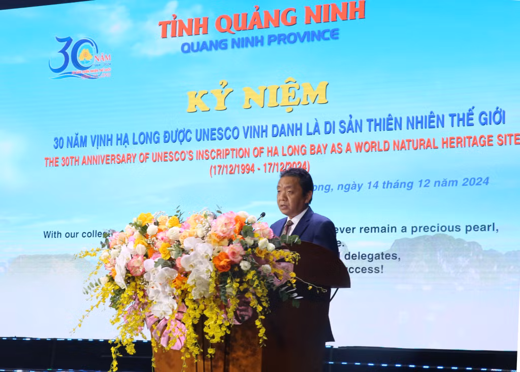 Thứ trưởng Bộ Văn hóa, Thể thao và Du lịch Hoàng Đạo Cương phát biểu tại buổi lễ.