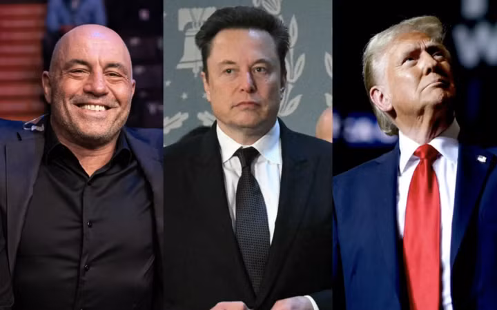 Ông Joe Rogan, tỷ phú Elon Musk và Tổng thống đắc cử Mỹ Donald Trump là ứng viên cho giải thưởng "Nhân vật của năm" của tạp chí Time. (Ảnh: Getty)
