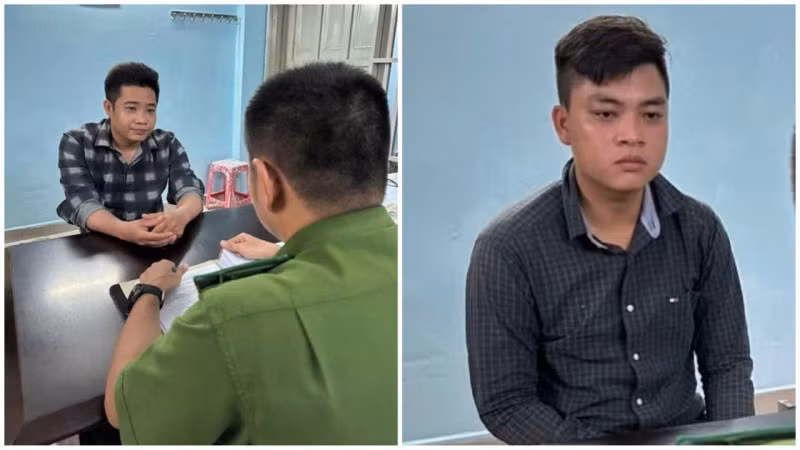 Trần Văn Trong và Trần Văn Trắng tại cơ quan điều tra.