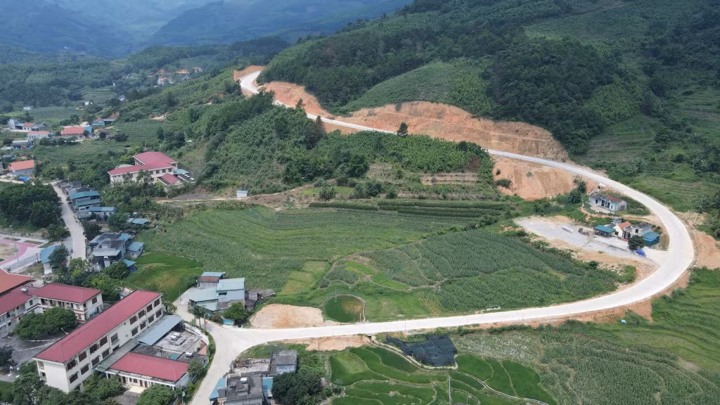 Xã Đại Dực (huyện Tiên Yên) nhìn từ trên cao. Ảnh: Xuân Thao