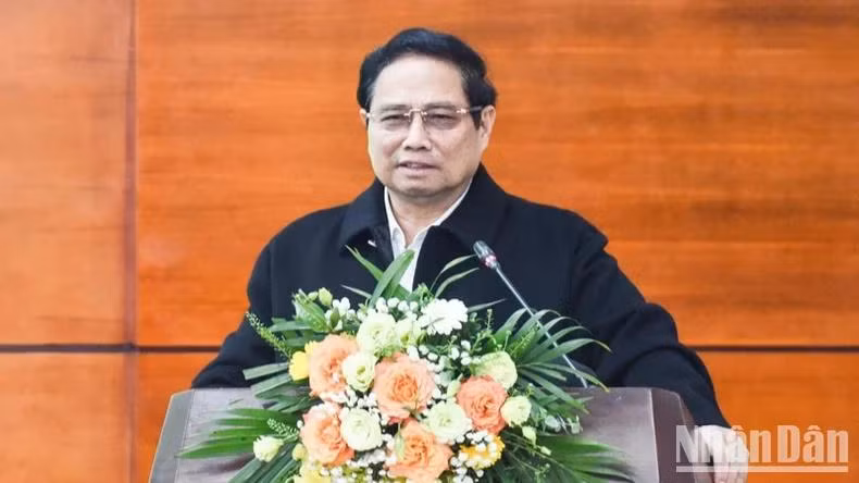 Thủ tướng Phạm Minh Chính phát biểu ý kiến tại Hội nghị. (Ảnh: TRẦN HẢI)