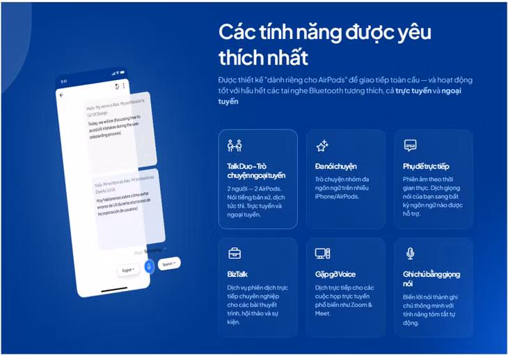 Các tính năng tiện ích của LocaTalk AI - Ảnh: DNCC