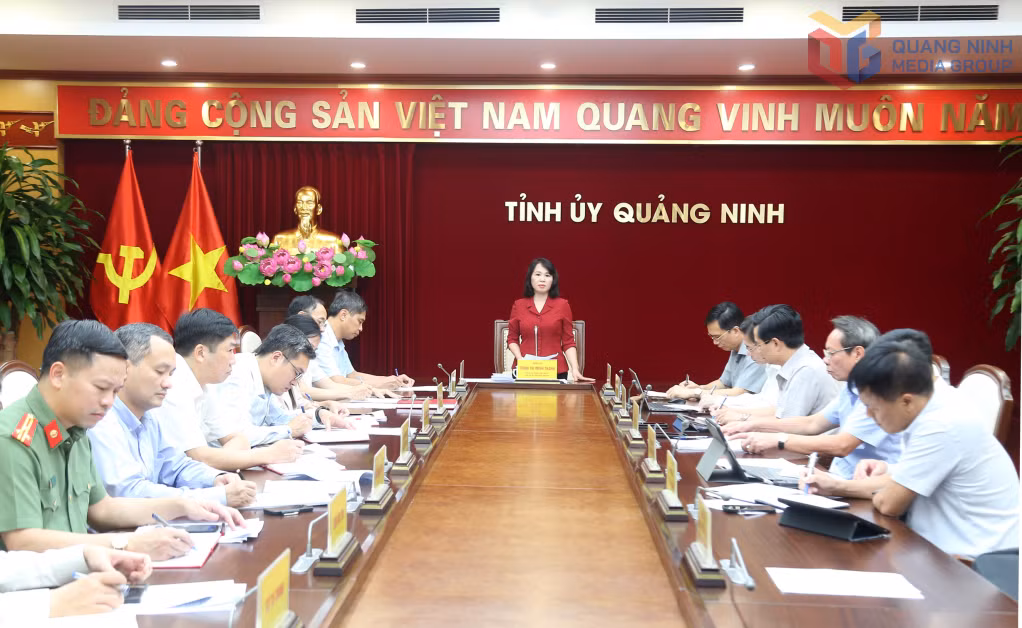 Đồng chí Trịnh Thị Minh Thanh, Phó Bí thư Thường trực Tỉnh ủy, Chủ tịch HĐND tỉnh, Trưởng Tiểu ban Tổ chức Phục vụ Đại hội đại biểu Đảng bộ tỉnh lần thứ XVI kết luận cuộc họp.