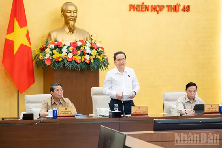 Chủ tịch Quốc hội Trần Thanh Mẫn phát biểu khai mạc phiên họp. (Ảnh: DUY LINH)