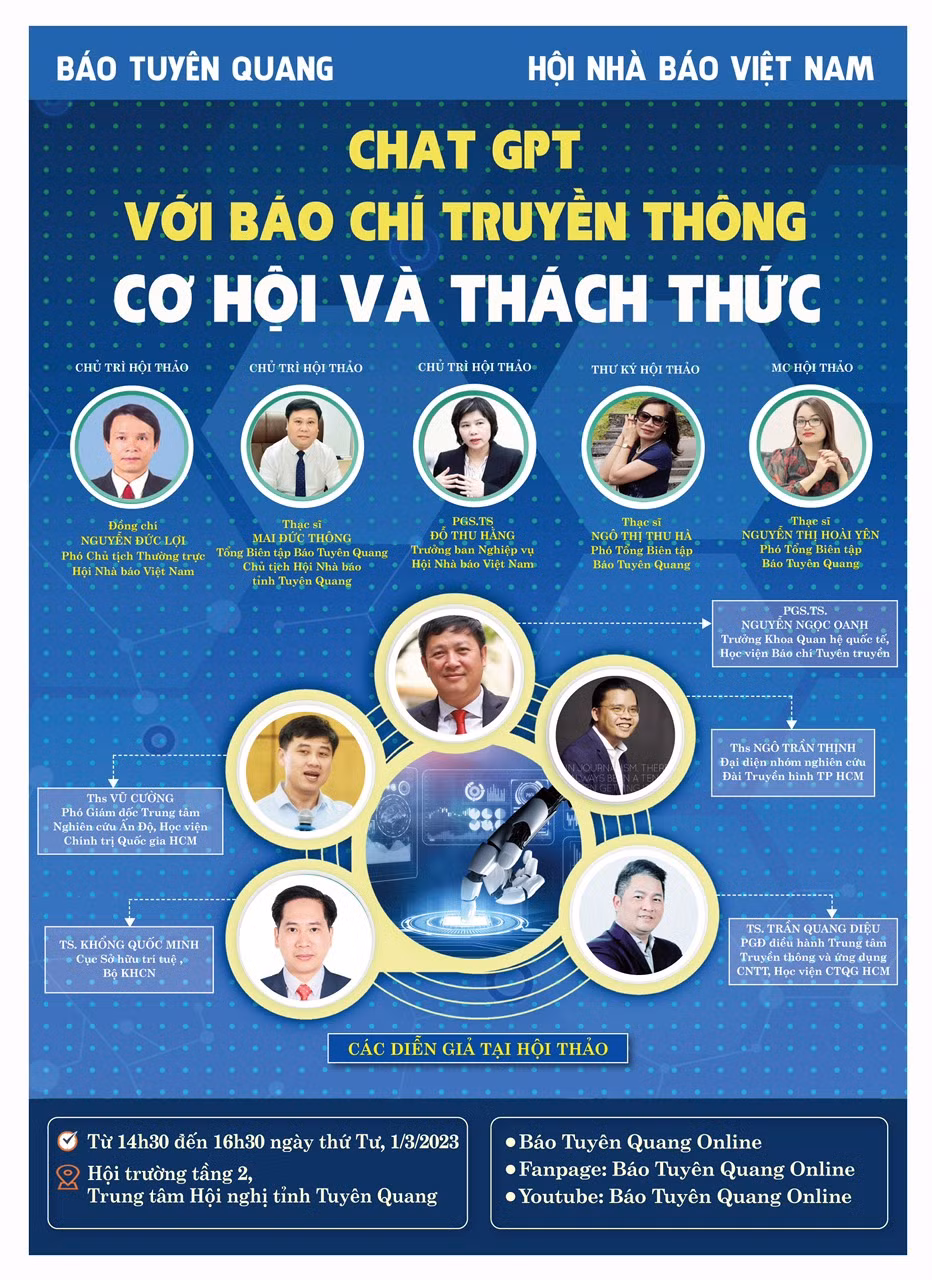 Hội thảo “Chat GPT với báo chí truyền thông - cơ hội và thách thức” ảnh 1 Hội thảo “Chat GPT với báo chí truyền thông - cơ hội và thách thức” ảnh 1