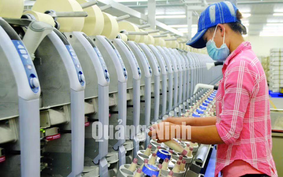 Sản xuất sợi tại Nhà máy Texhong Hải Hà, Công ty TNHH KHKT Texhong Ngân Long. Ảnh: Thanh Hằng