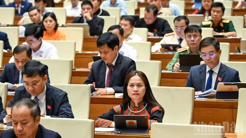 Quốc hội thảo luận tại hội trường. (Ảnh: DUY LINH)