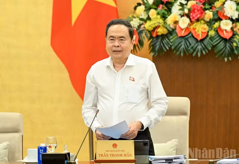 Chủ tịch Quốc hội Trần Thanh Mẫn phát biểu khai mạc. (Ảnh: DUY LINH)