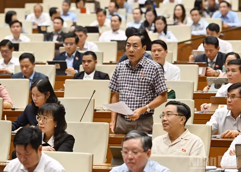 Đại biểu Phạm Văn Hòa (Đoàn Đồng Tháp) phát biểu ý kiến. (Ảnh: THỦY NGUYÊN)