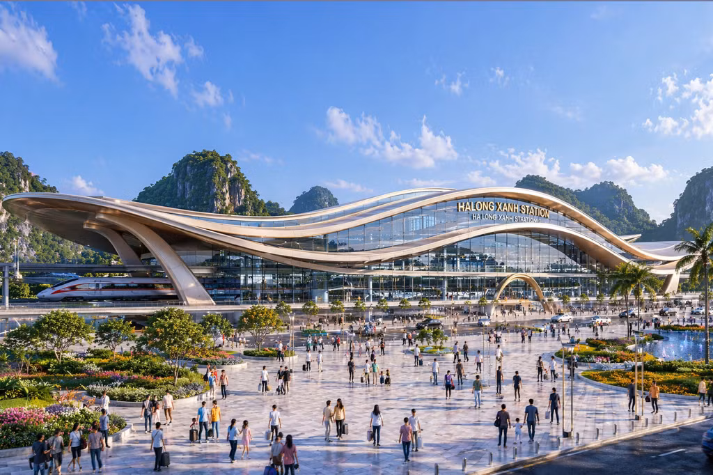 Phối cảnh phương án thiết kế ga Hạ Long Xanh.