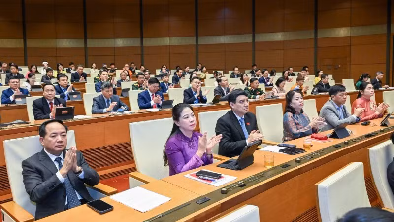 Đại biểu Quốc hội làm việc tại hội trường. (Ảnh: DUY LINH)