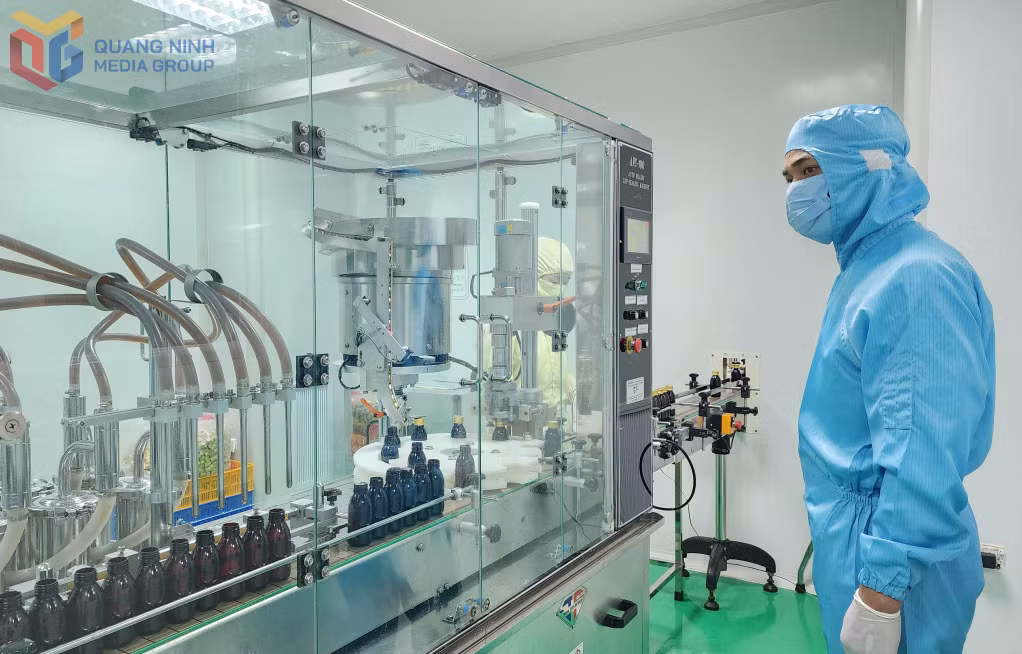 Dây chuyền sản xuất thuốc lỏng của Công ty CP Dược - Vật tư y tế Quảng Ninh.