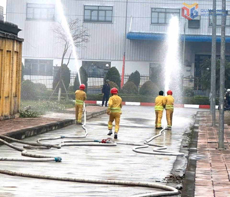Diễn tập PCCC tại KCN Đông Mai. (Ảnh: Đơn vị cung cấp)
