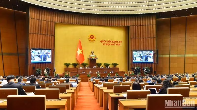 Quang cảnh phiên họp của Quốc hội chiều 26/11. (Ảnh: THỦY NGUYÊN)