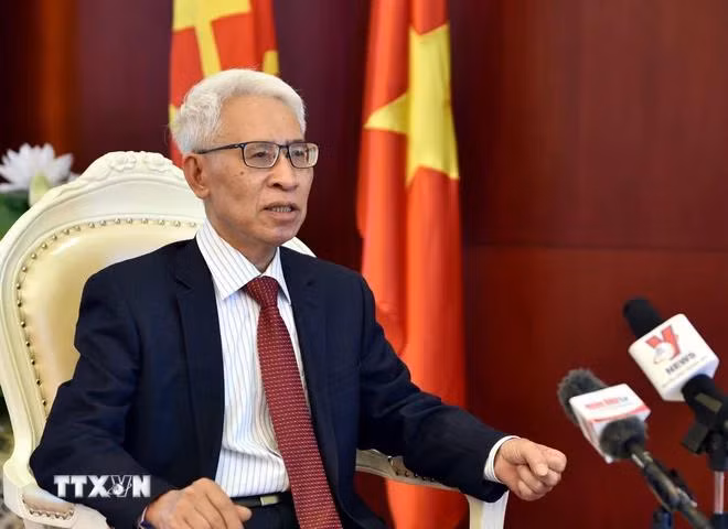 Đại sứ Việt Nam tại Trung Quốc Phạm Sao Mai. (Ảnh: Thành Dương/TTXVN)