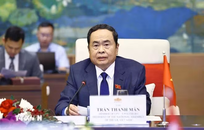 Chủ tịch Quốc hội Trần Thanh Mẫn phát biểu. (Ảnh: Doãn Tấn/TTXVN)