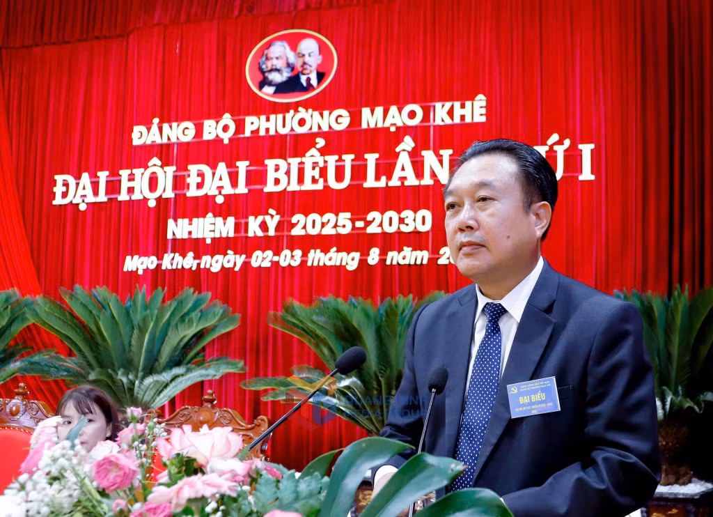 Đồng chí Nguyễn Đức Thành - Ủy viên BTV, Chủ nhiệm Ủy ban Kiểm tra Tỉnh ủy phát biểu chỉ đạo tại Đại hội.