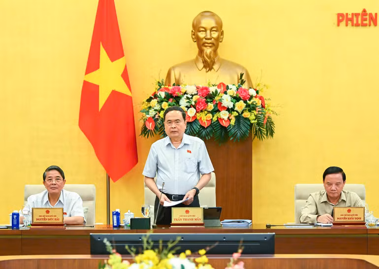 Chủ tịch Quốc hội Trần Thanh Mẫn phát biểu khai mạc phiên họp. (Ảnh: DUY LINH)