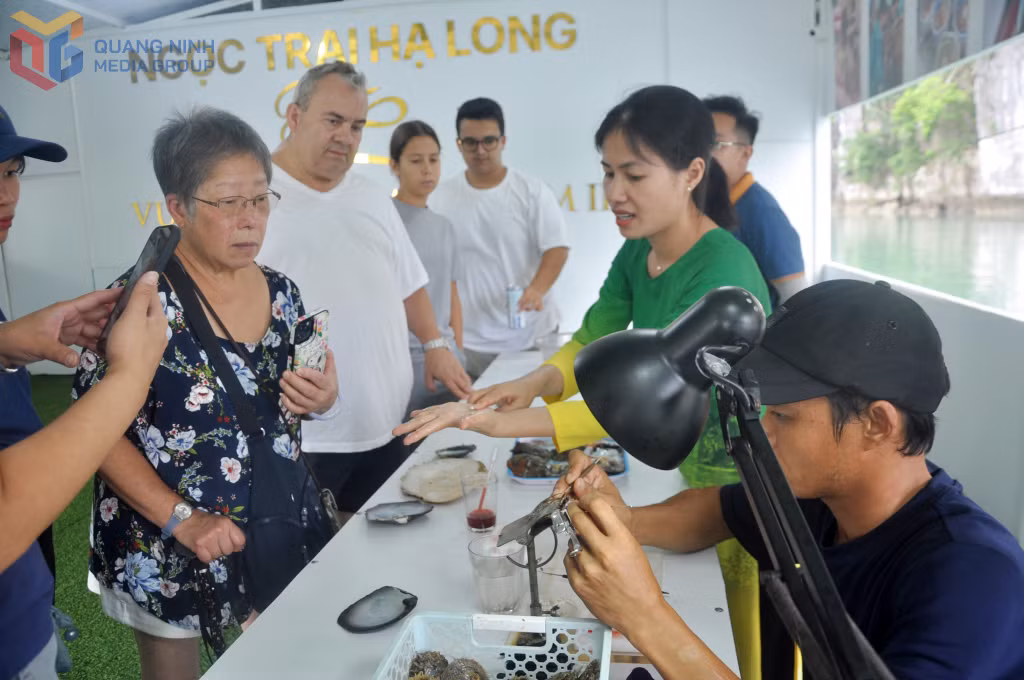 Du khách có thể khám phá quy trình nuôi trai, cấy ngọc trên Vịnh Hạ Long, từ đây cho ra nhiều sản phẩm trang sức tinh tế, giá trị cao.