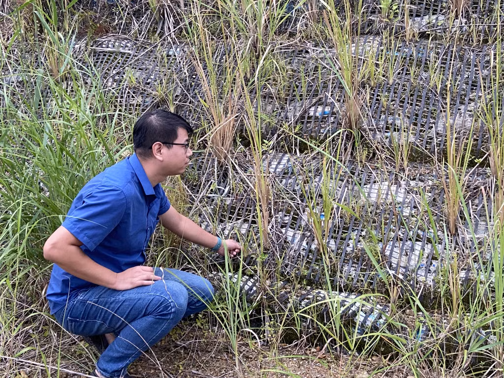 Anh Đỗ Văn Tưởng kiểm tra lưới