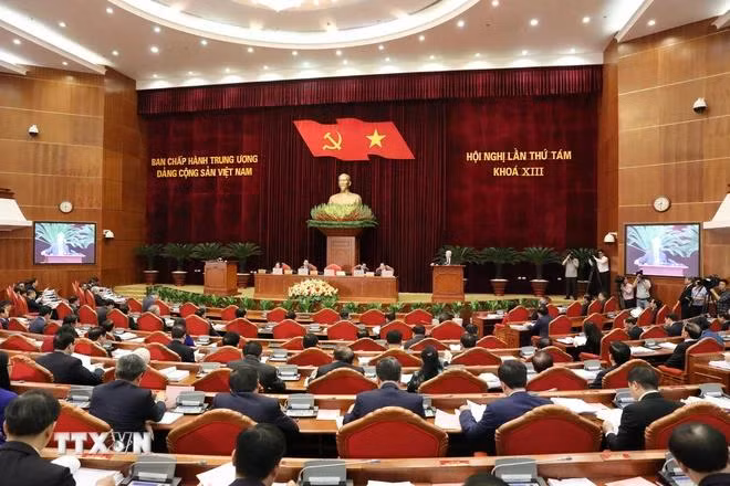 Toàn cảnh phiên khai mạc Hội nghị Trung ương 8, khoá XIII. (Ảnh: Phương Hoa/TTXVN)