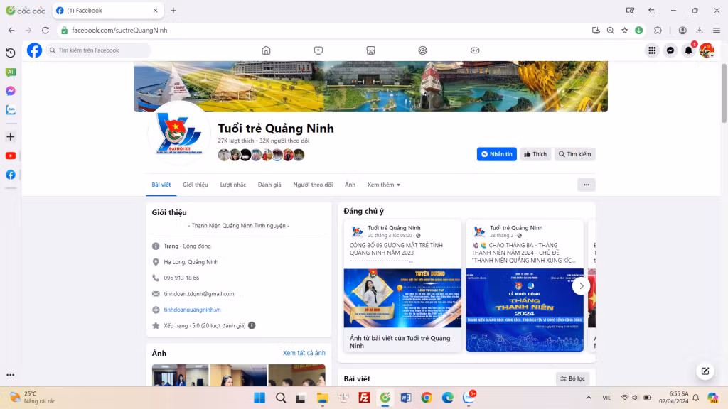 Fanpage Tuổi trẻ Quảng Ninh thường xuyên đăng tải các tấm gương người tốt, việc tốt, thanh niên tiêu biểu.