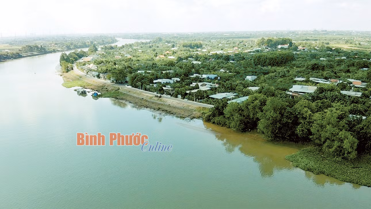 Cù lao Bạch Đằng (TP. Tân Uyên, tỉnh Bình Dương) nhìn từ trên cao