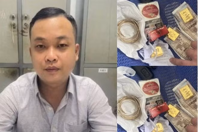 Đối tượng Lê Minh Hoàng và tang vật. Ảnh: Công an Bình Định cung cấp
