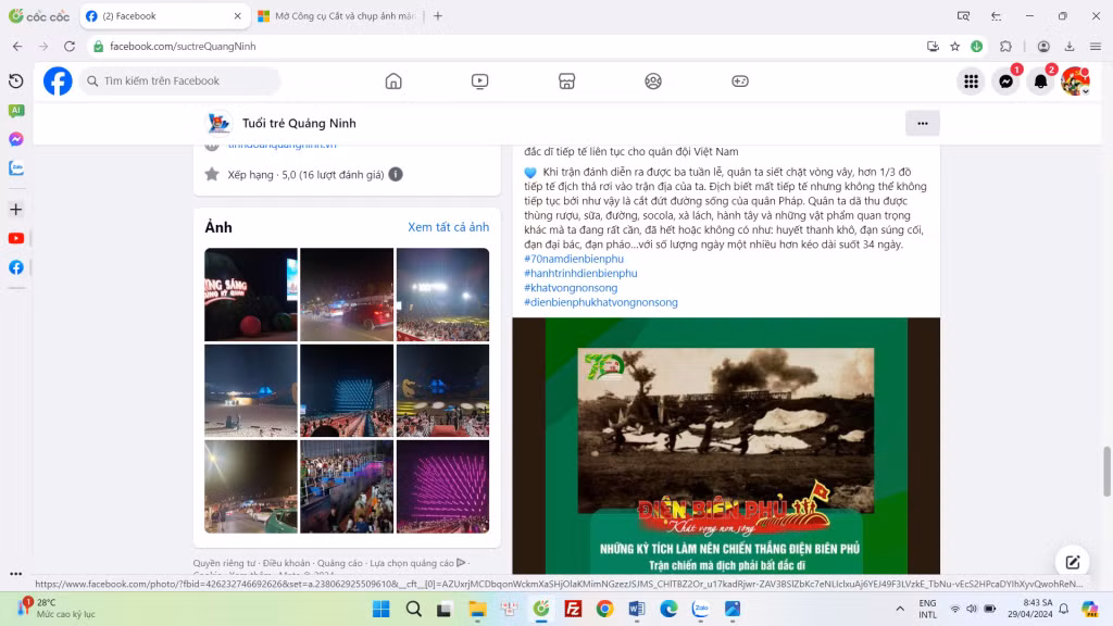 Fanpage Tuổi trẻ Quang Ninh thường xuyên đăng tải các bài viết về chiến thắng lịch sử Điện Biên Phủ nhằm tuyên truyền sâu rộng cho thế hệ trẻ.