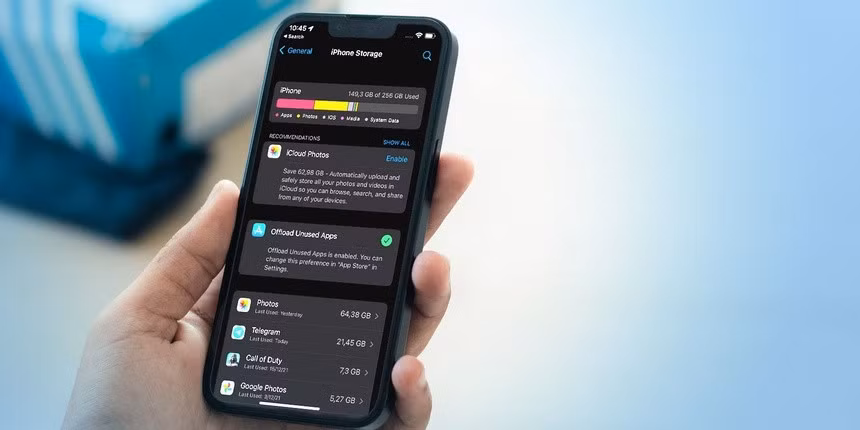 Màn hình quản lý dung lượng trên iPhone. Ảnh: MakeUseOf.