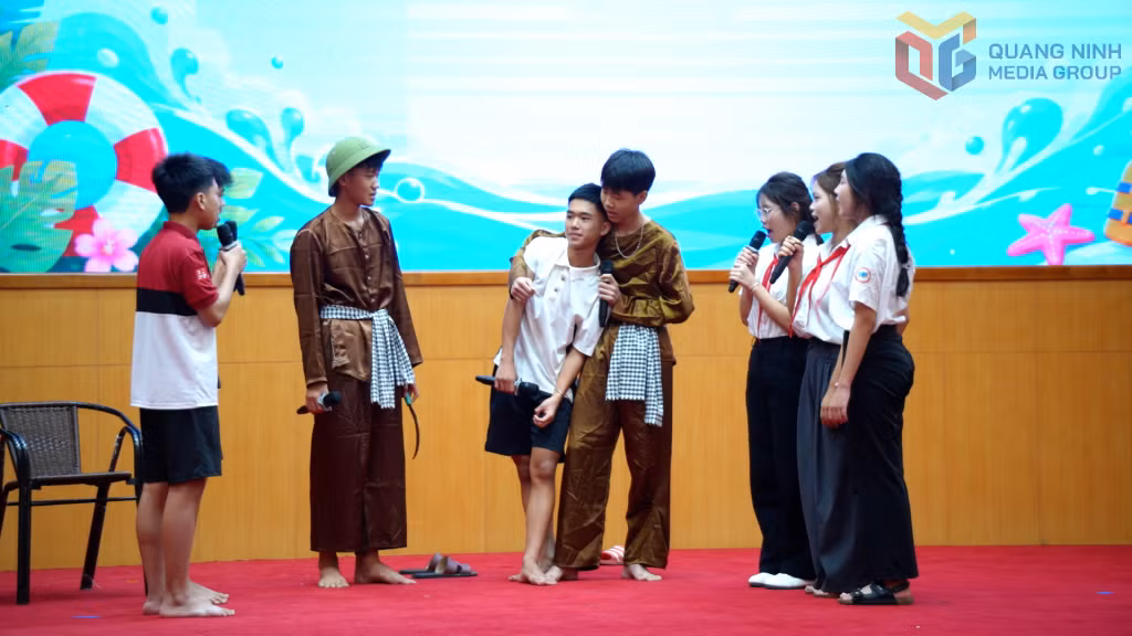 Phần thi “Măng non tuyên truyền” được chuẩn bị công phu, sáng tạo với những tình huống gần gũi trong đời sống của các em thiếu nhi.