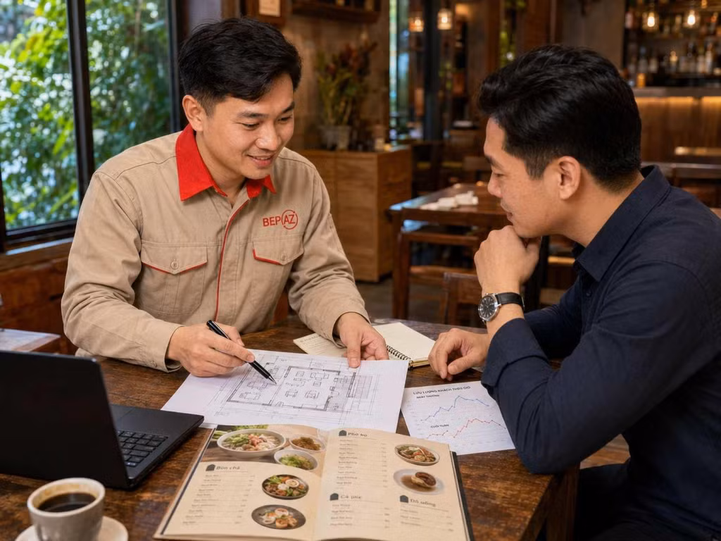 Công suất khu bếp nên được xác định theo lượng khách tập trung trong giờ cao điểm, thay vì chỉ dựa vào tổng lượng khách mỗi ngày.