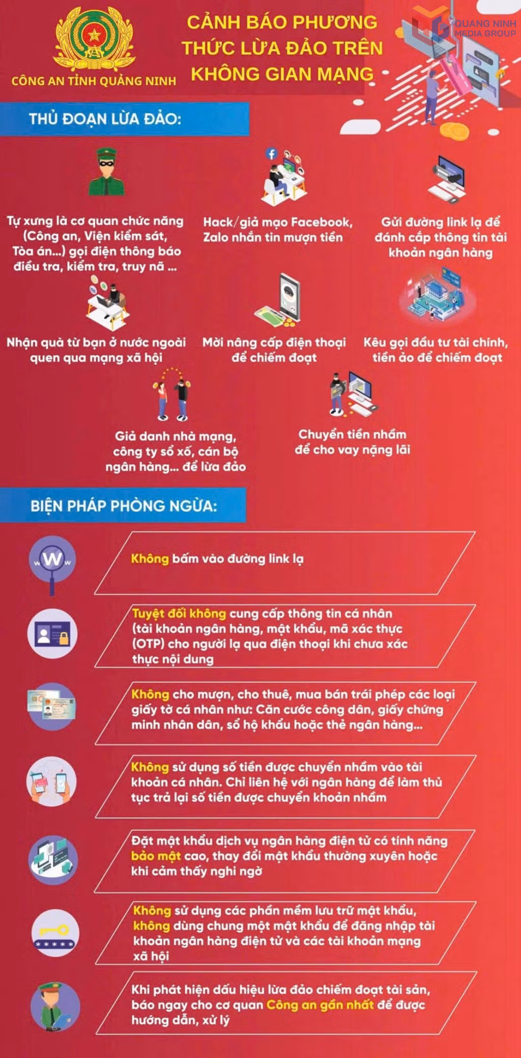 Công an tỉnh khuyến cáo một số thủ đoạn phổ biến của tội phạm lừa đảo và các biện pháp phòng ngừa.