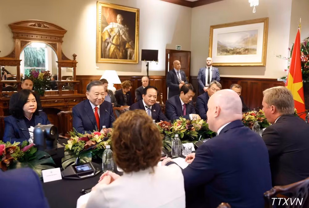 Tổng Bí thư, Chủ tịch nước Tô Lâm hội đàm chính thức với Thủ tướng New Zealand Christopher Luxon. (Ảnh: Thống Nhất/TTXVN)
