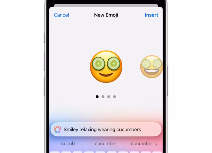 Người dùng tự tạo biểu tượng cảm xúc bằng cách ra câu với Genmoji. Ảnh: Apple