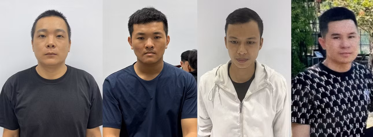 Các đối tượng bị bắt giữ Hoàng Tuấn Anh, Lê Văn Minh, Ngô Tất Thành và Lê Quý Nhân. Ảnh: CACC
