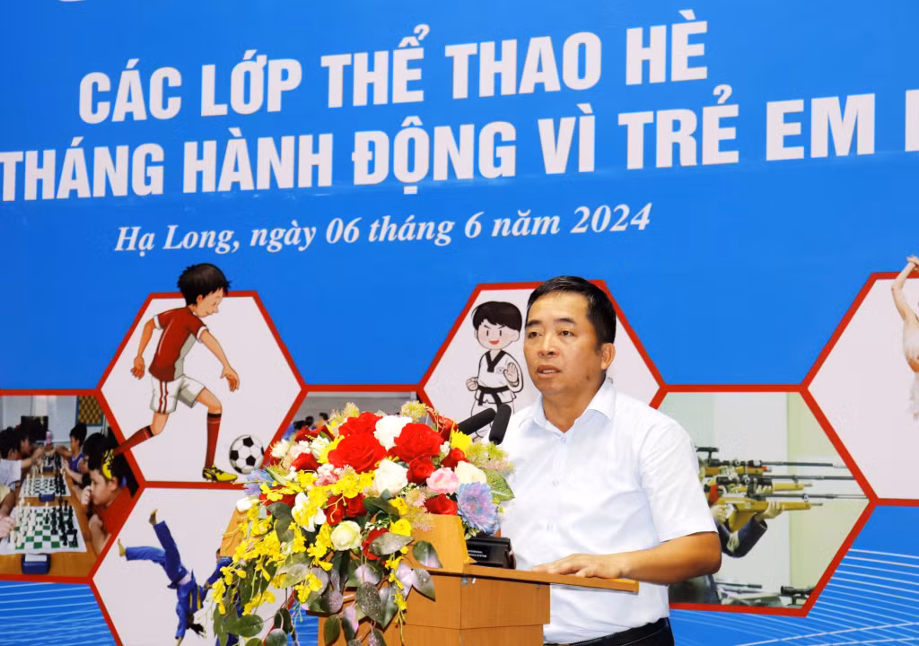 Phó Giám đốc Sở Văn hóa và Thể thao Nguyễn Thanh Tùng phát biểu khai mạc thể thao hè 2024.