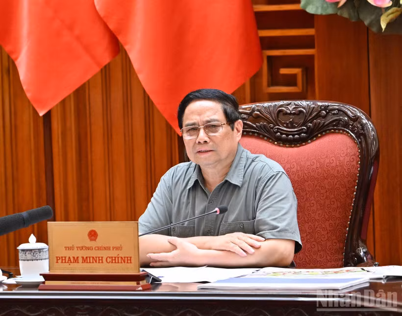 Thủ tướng Chính phủ Phạm Minh Chính phát biểu ý kiến kết luận cuộc họp. (Ảnh: Trần Hải).