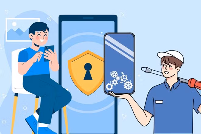 Cách bảo mật thông tin khi mang điện thoại đi sửa. Đồ hoạ: Thiện Nhân
