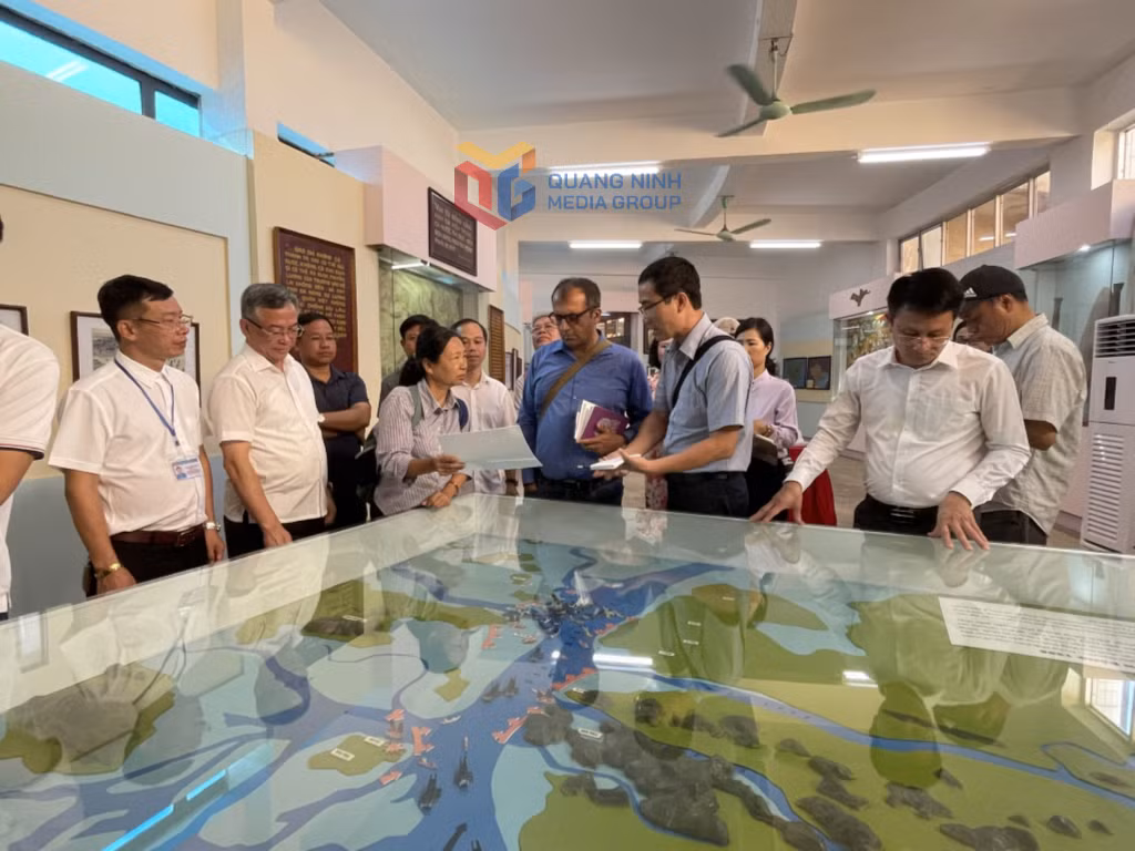 Các chuyên gia thẩm định di tích Bạch Đằng (Quảng Ninh).