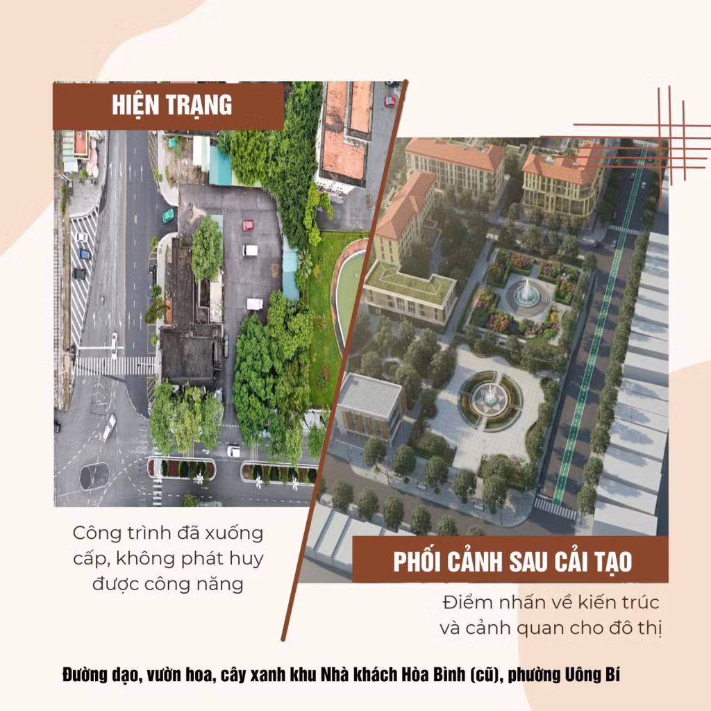 Dự án Đường dạo, vườn hoa, cây xanh khu Nhà khách Hòa Bình (cũ) dự kiến sẽ được hoàn thành trước ngày 3/2/2026.