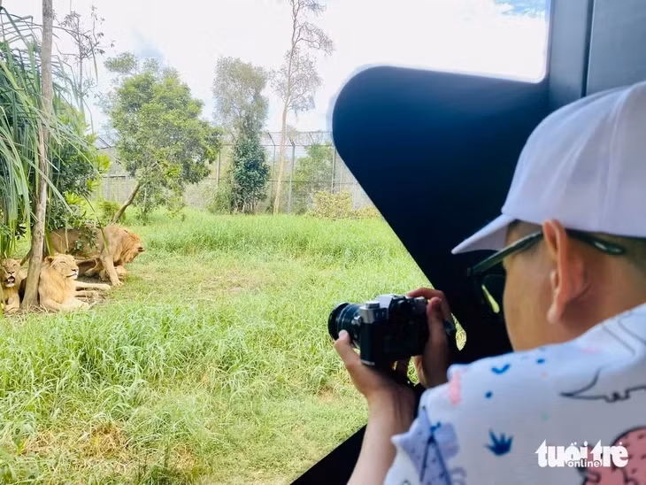 Du khách trải nghiệm trong công viên bảo tồn động vật hoang dã tại Phú Quốc - Ảnh: BÔNG MAI