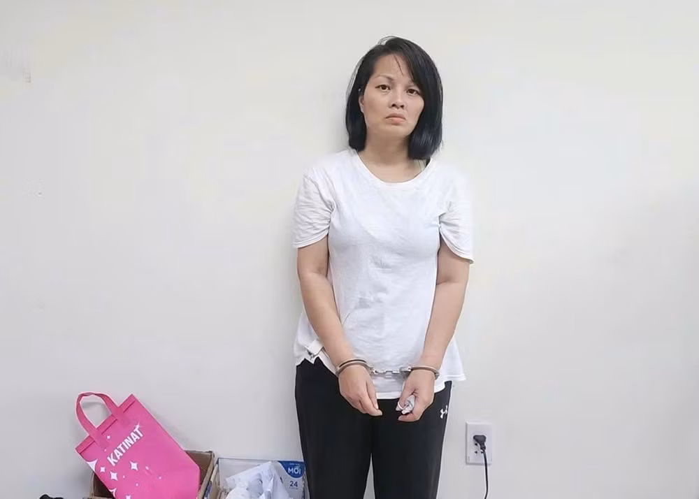 Nghi can Hà Thị Ánh Nguyệt khi bị bắt giữ. Ảnh: Công an cung cấp