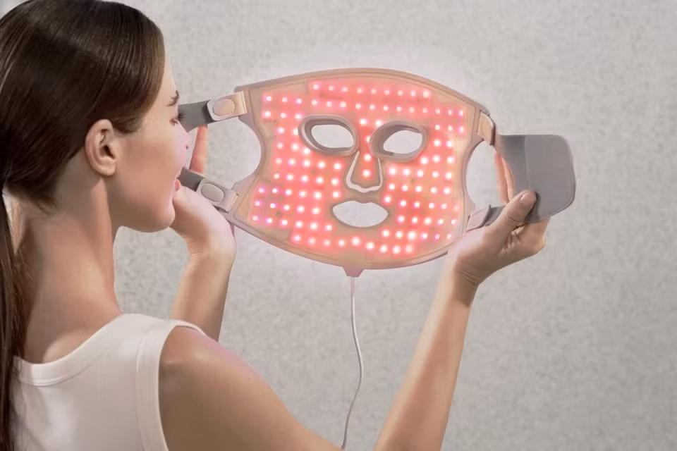 Mặt nạ trị liệu da bằng đèn LED. Nanoleaf mở rộng sang lĩnh vực làm đẹp với LED Light Therapy Face Mask. Mặt nạ sử dụng liệu pháp ánh sáng LED để điều trị một số tình trạng như mụn trứng cá, nếp nhăn và tông màu không đều. Sản phẩm có thể chiếu 7 màu dựa trên chế độ chăm sóc khác nhau, đạt chứng nhận Class II của FDA nên mức độ an toàn được đảm bảo. Thiết bị dự kiến lên kệ với giá 150 USD. Ảnh: Nanoleaf.
