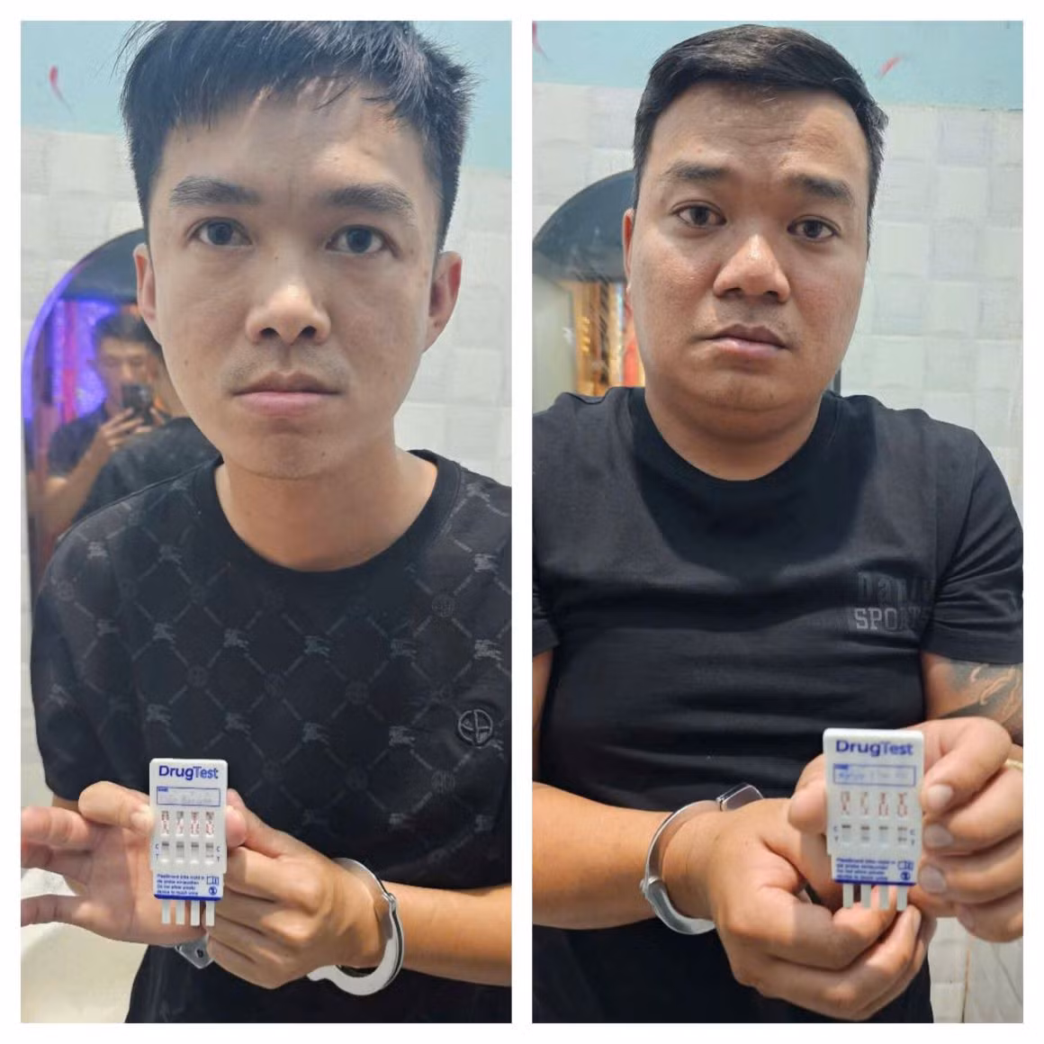 Các đối tượng dương tính với chất ma túy. Ảnh: Lam Hồng