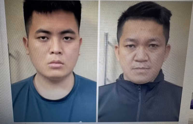 Hai bị can An và Sáng thời điểm mới bị bắt.